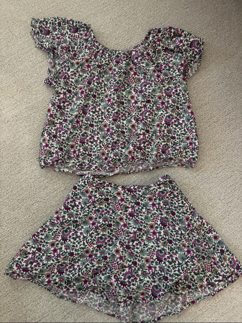 J. Crew Factory Girls Floral Two-Piece Set in White, Pink, Green